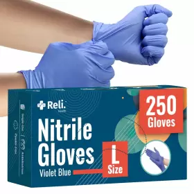 606301867641 RELI Nitrile Gloves Pack Violet Disposable Po