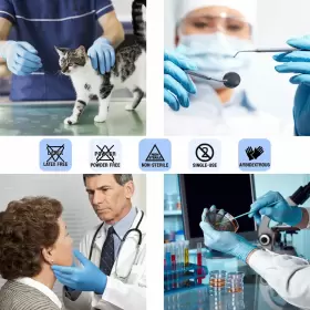 712832881059 SAFE HEALTH Nitrile Exam Disposable Gloves Latex #3