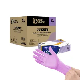 712832886900 SAFE HEALTH Nitro Nitile Synthetic Violet Gloves