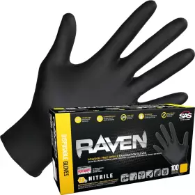 6651 SAFETY Raven Powder Nitrile Disposable Gloves Mil Latex