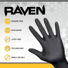 SSS66519 SAFETY Raven Powder Nitrile Disposable Gloves Mil #2