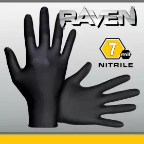 SSS66519 SAFETY Raven Powder Nitrile Disposable Gloves Mil #3