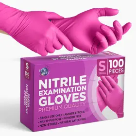 SW-PK-NG100-S-FBA SAFEWAY Pink Nitrile Disposable Gloves