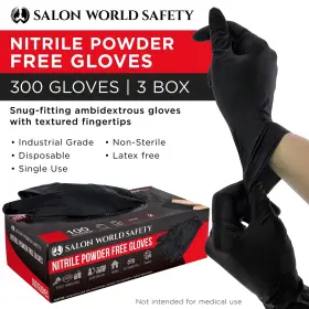 840234500972 SALON WORLD SAFETY Nitrile Disposable Gloves Mil #2