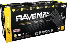 445022260255 SAS Raven Grip Nitrile Disposable Gloves Cuff