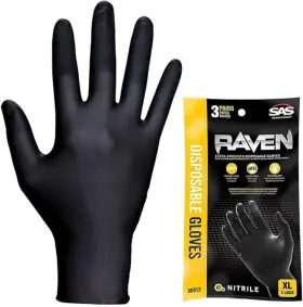 781311665125 SAS SAFETY Raven Powder Nitrile Gloves Bag
