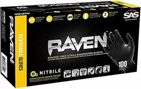 SSS66519BX SAS SAFETY Raven Powder Nitrile Disposable Glove