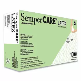 SCLT102 SEMPERMED Latex Examination Gloves Cream Box