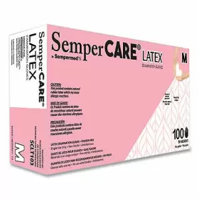 SCLT103 SEMPERMED Latex Examination Gloves Cream Box