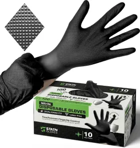 BM100 STATEN TOOLS Mil Nitrile Disposable Gloves Diamond Grip