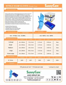 718196752053 SUNNYCARE Nitrile Medical Exam Gloves Powder #3