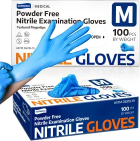 445015331368 SUPMEDIC Medical Nitrile Exam Gloves Latex Food