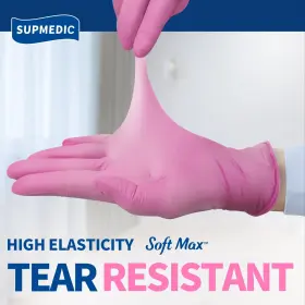 810160180340 SUPMEDIC Medical Nitrile Exam Gloves Mil Pink #2