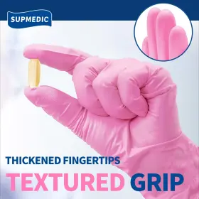 810160180340 SUPMEDIC Medical Nitrile Exam Gloves Mil Pink #3