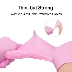 810112472110 SWIFTGRIP Pink Disposable Gloves Medical Exam #3