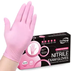 EN35PC1 SWIFTGRIP Nitrile Disposable Medical Exam Gloves Pink
