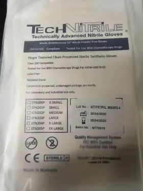 STN204P TECHNITRILE Sterile Ambidextrous Nitrile Examination #2