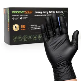 6MBK-100L TREEGO Mil Nitrile Gloves Disposable Latex Powder