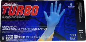 63-332PF TURBO Ambi Dex Disposable Mil Nitrile Gloves Powder