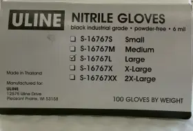 S-16767L ULINE Nitrile Gloves Powder Mil