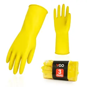 HH4601P3-Y-L VGO Household Gloves Rubber Dishwashing Th