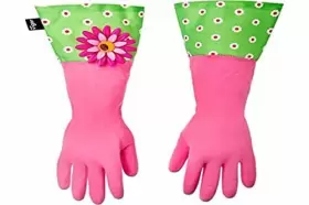 515329 VIGAR Pink Latex Dishwashing Gloves Flower Power Motif #2
