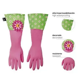 515329 VIGAR Pink Latex Dishwashing Gloves Flower Power Motif #3