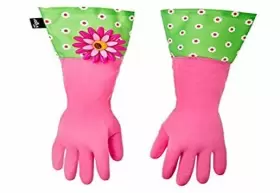 515329 VIGAR Pink Latex Dishwashing Gloves Flower Power Motif