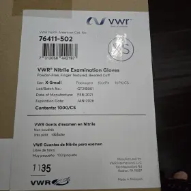 76411-502 VWR Finger Nitrile Examination Gloves Xsmall