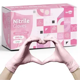 840331601756 WECARE Pink Disposable Nitrile Gloves Powder