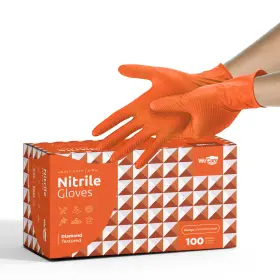 WC-DN-100-XXL-ORG WECARE Nitrile Gloves Diamond Grip Latex