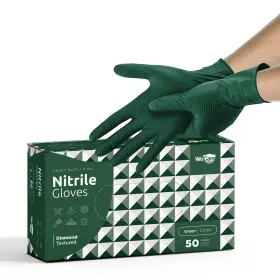 WC-DN-50-LG-GRN WECARE Nitrile Gloves Diamond Grip Latex