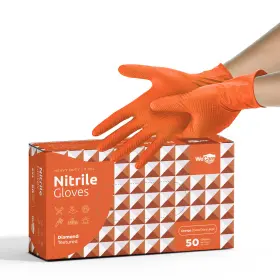 WC-DN-50-XXL-ORG WECARE Nitrile Gloves Diamond Grip Latex