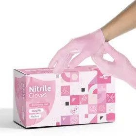 WC-N-200-MD-PNK WECARE Nitrile Latex Powder Disposable Gloves