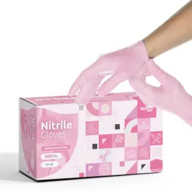 WC-N-200-SM-PNK WECARE Nitrile Latex Powder Disposable Gloves