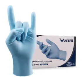 1856-200PCS-L-BLUE WOSTAR Disposable Nitrile Gloves Mil Latex