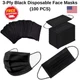 100 PCS Disposable Face Mask Non Medical Surgical 3 Ply Ear loop Black Masks USA