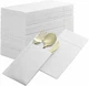 50-Pack Disposable Linen-Feel Dinner Napkins with Built-in Flatware Pocket, WHIT