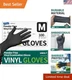 Medical-Grade 4 Mil Black Vinyl Disposable Gloves, 100 Count - Food Safe & La...