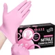 Nitrile Exam Gloves, 4 Mil, Cherry Blossom, Food Safe Gloves Disposable Latex Fr