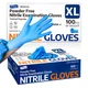 X Large Blue Nitrile Gloves Powder Free Latex Free Disposable 100 Count Pack