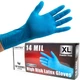 Heavy Duty Thick Latex Gloves, 14mil, Blue, Industrial, Powder Free... Fast Ship