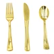300Pcs Gold Plastic Cutlery Set for Party Disposable Flatware Dinnerware