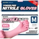 Disposable 4Mil Nitrile Gloves - 100 Count, Reversible, Medium Rose Quartz Color
