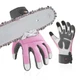 Vgo... Chainsaw Gloves for Women 12-Layer Saw Protection on Both Hands Cow Le...