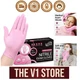 Disposable Pink Nitrile Gloves, 3-mil, Food-Safe, Medium Size - 100 Gloves/Box