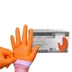 Industrial Orange Disposable Gloves, Flock-Lined Nitrile Gloves, Raised Diamo...