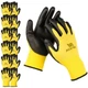 ACKTRA Ultra-Thin PU Safety WORK GLOVES 12 Pairs, WG002 Yellow/Black, Large