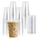 12 oz Clear Plastic Cups with Flat Lids, Disposable Party Cups Cold Drinking Cup