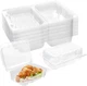 Disposable Sturdy Plastic Hinged Food Containers with Clear Lids (40 Pack) Clams